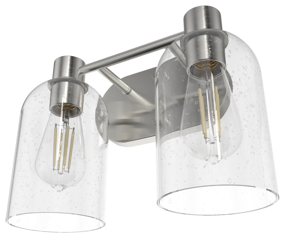 Hunter Lochemeade Brushed Nickel 2 Light Vanity Wall Light Fixture