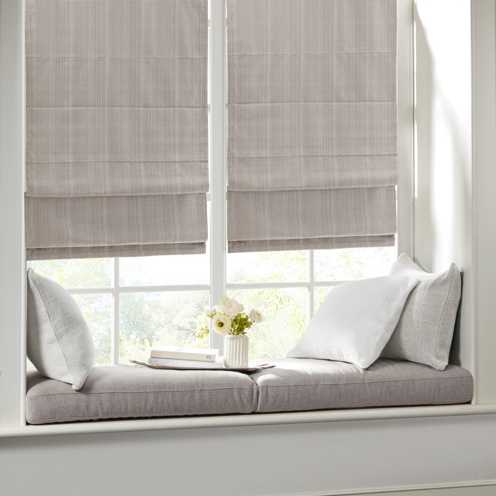 Madison Park Galen Basketweave Roman Shade, Taupe, 27"