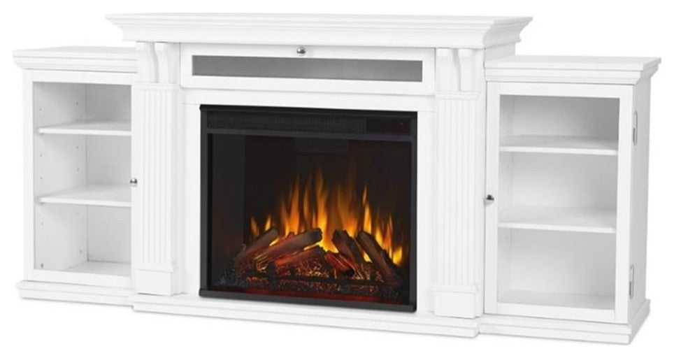 Bowery Hill Traditional Wood Fireplace TV Stand for TVs up to 67" in White