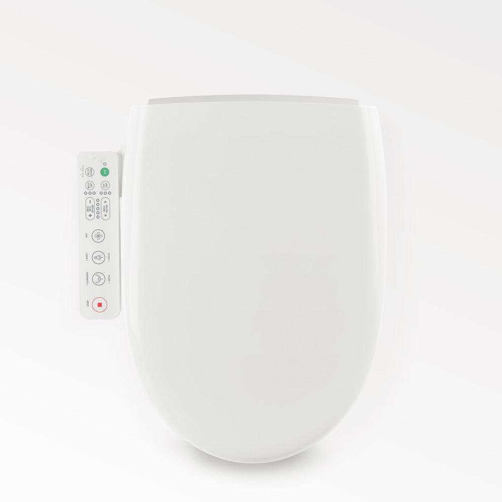 Electric Heated Smart Toilet Bidet Seat With Side Control Panel, Warm Air Dryer
