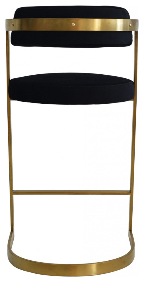 Modrest Shandra Black Velvet, Gold Counter Stool