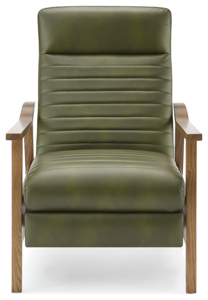 Arthur Wood Arm Push Back Recliner - Fern Green