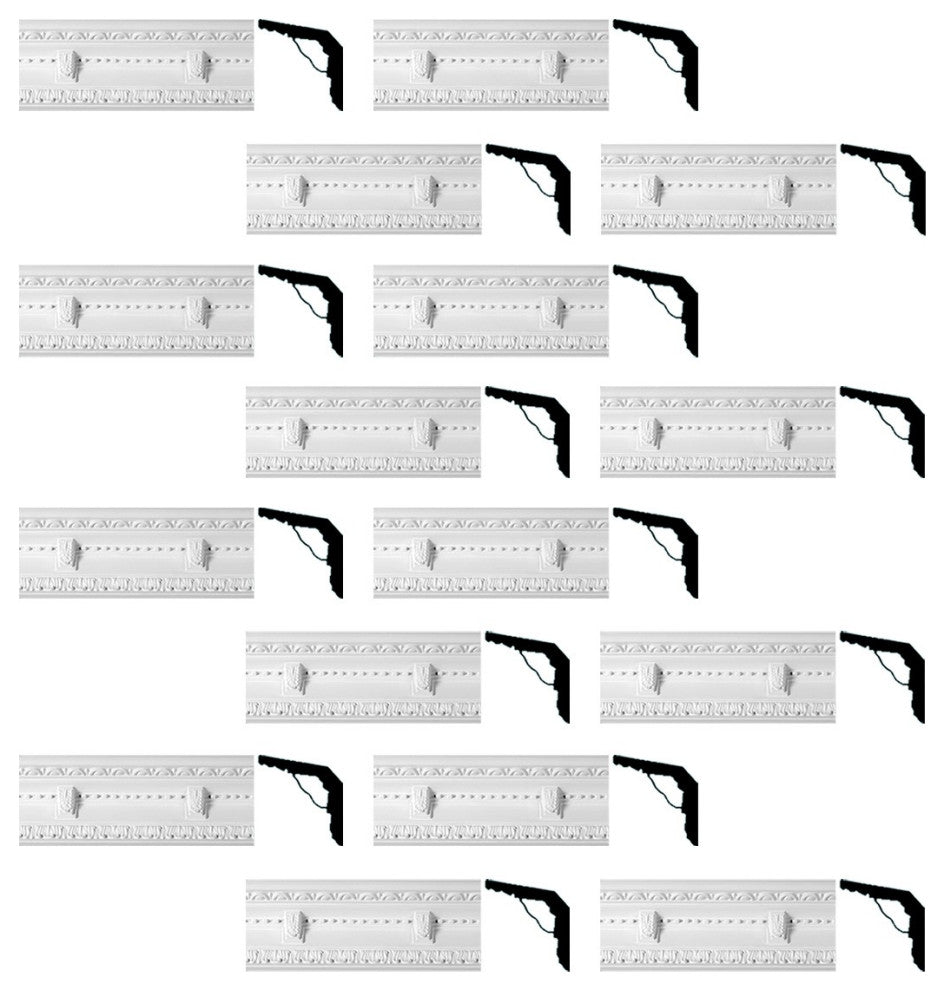 Cornice White Urethane Lindsey Ornate Design 16 Pieces Totaling 1176" Length