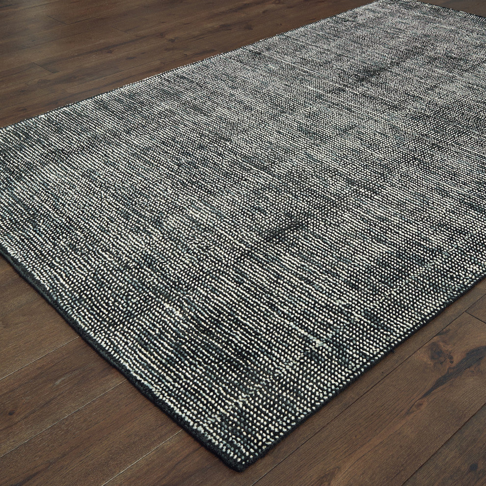 Liana Hand-Tufted Wool and Viscose Shaded Solid Charcoal/Black Rug, 5' x 8'