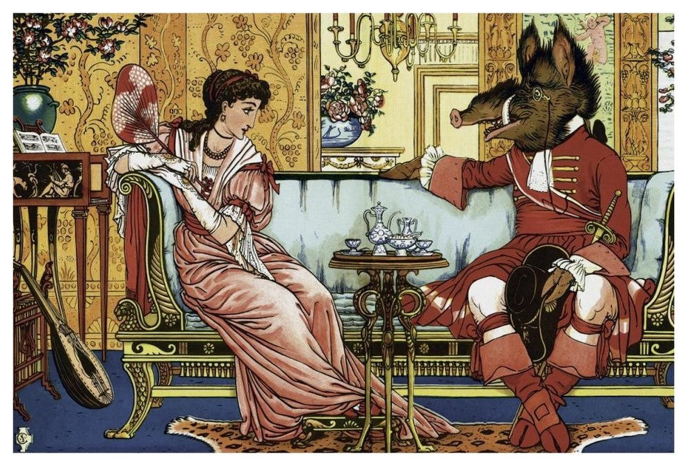"Beauty and the Beast - The Courtship" Print by Walter Crane, 62"x42"