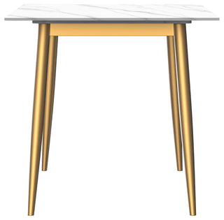 Zayle Dining Table with Rectangular Tabletop in Steel, White, 71" Wide