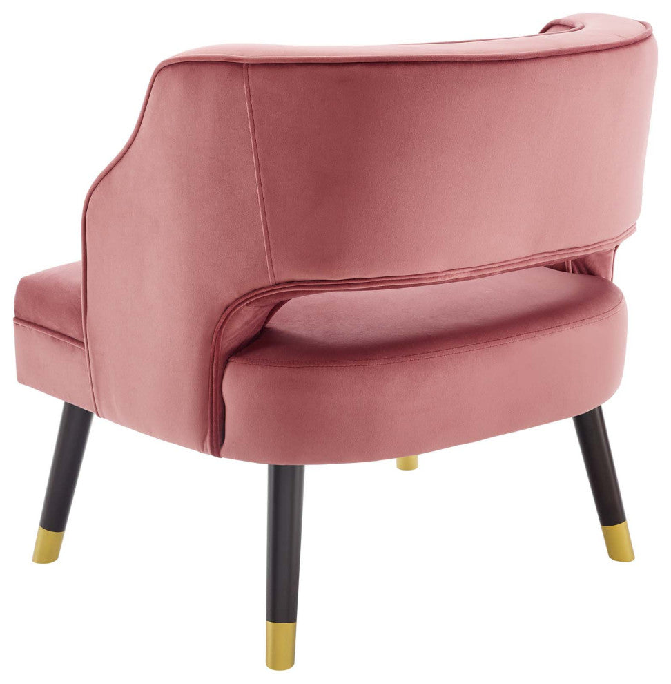 Modern Designer Lounge Accent Side Chair Armchair, Velvet Fabric, Pink