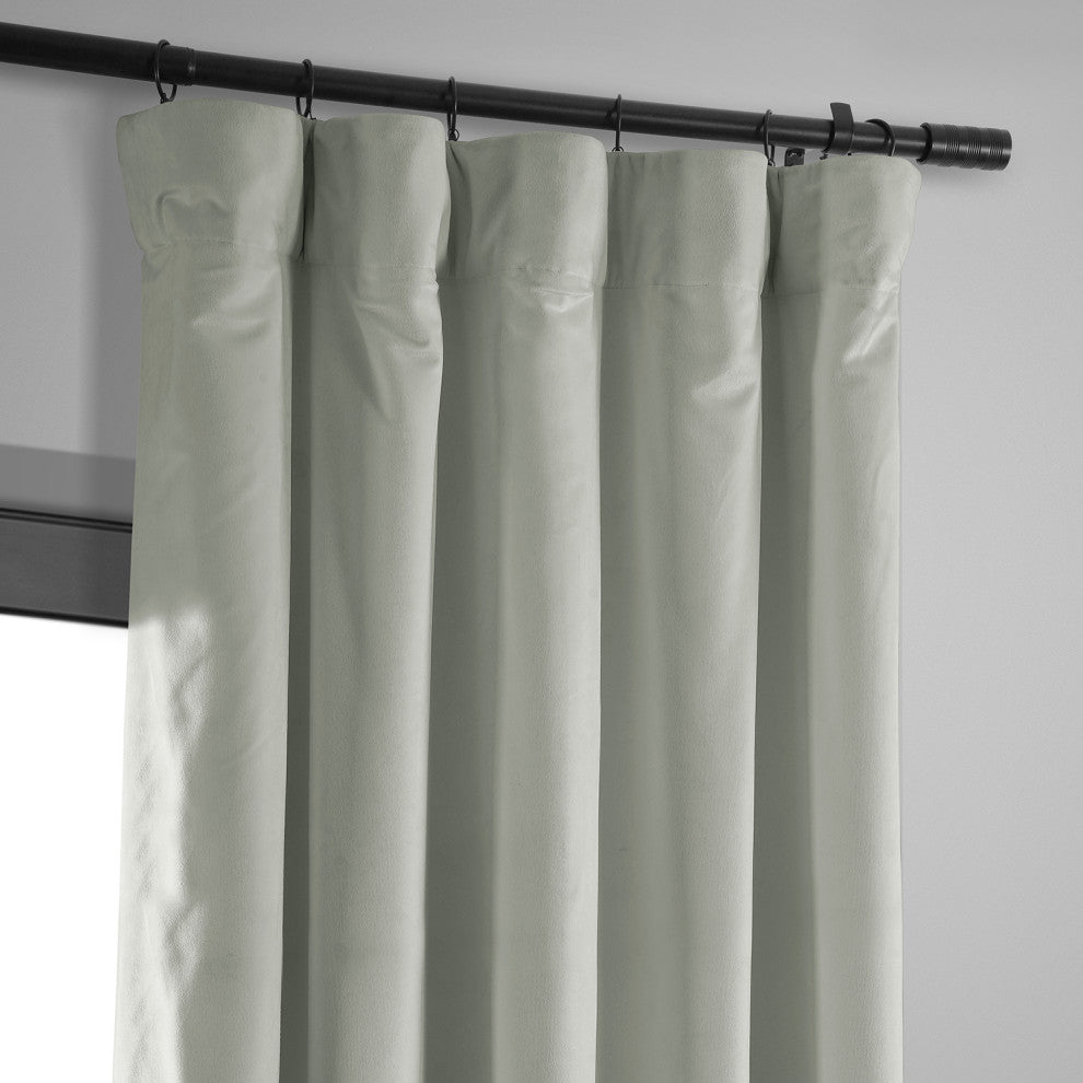 Signature Blackout Velvet Curtain Single Panel, Reflection Gray, 50"x120"