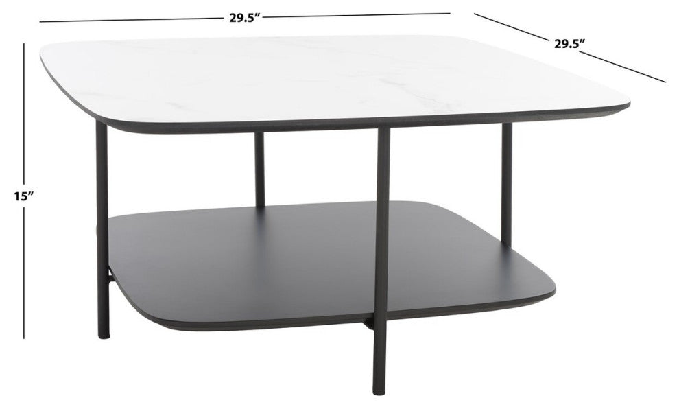 Safavieh Anzia Coffee Table, White Marble/Black