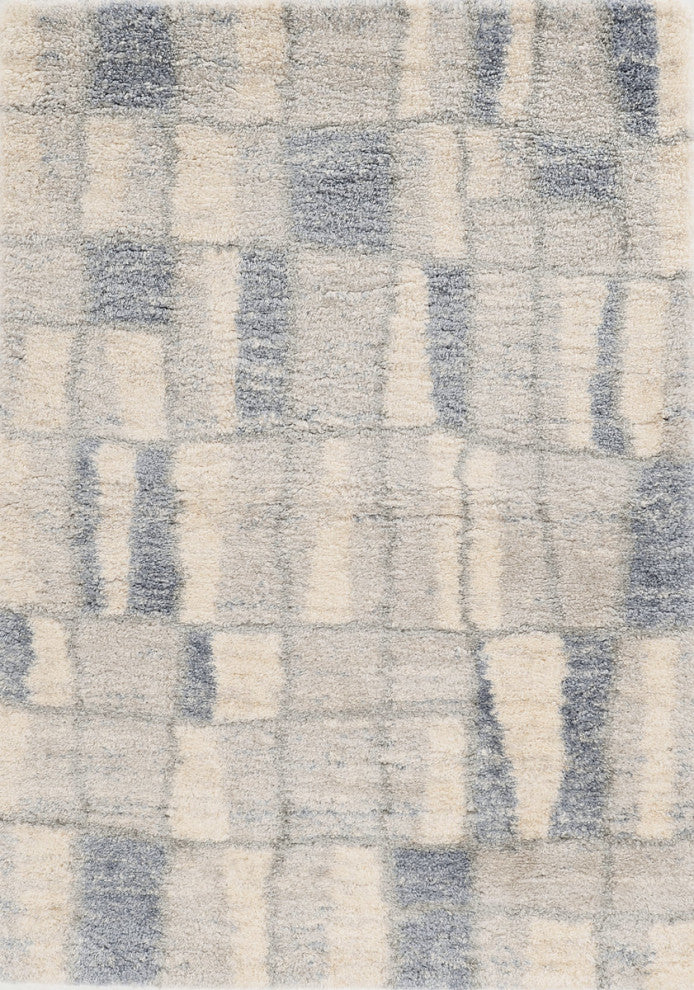 KAS Merino 6702 Ivory/Blue Cityscape Area Rug, 3'9"x5'11"