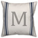 Blue Farmhouse Stripe Monogram - M 18x18 Spun Poly Pillow