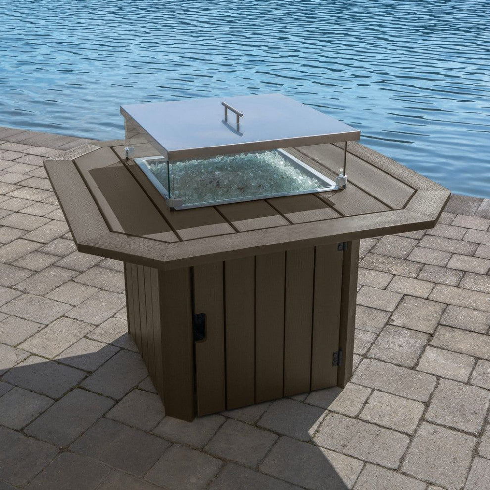 Oasis 40" Fire Pit Table, Weathered Acorn