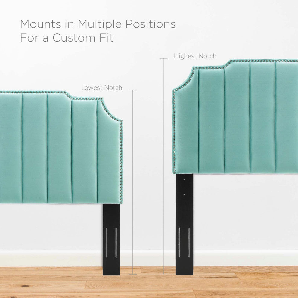 Headboard, Twin Size, Velvet, Blue, Modern Contemporary, Bedroom Master Suite