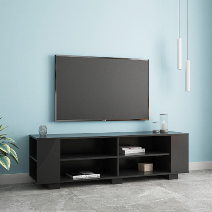 65 inch TV stand Modern Entertainment Center with 8 Open Shelves black