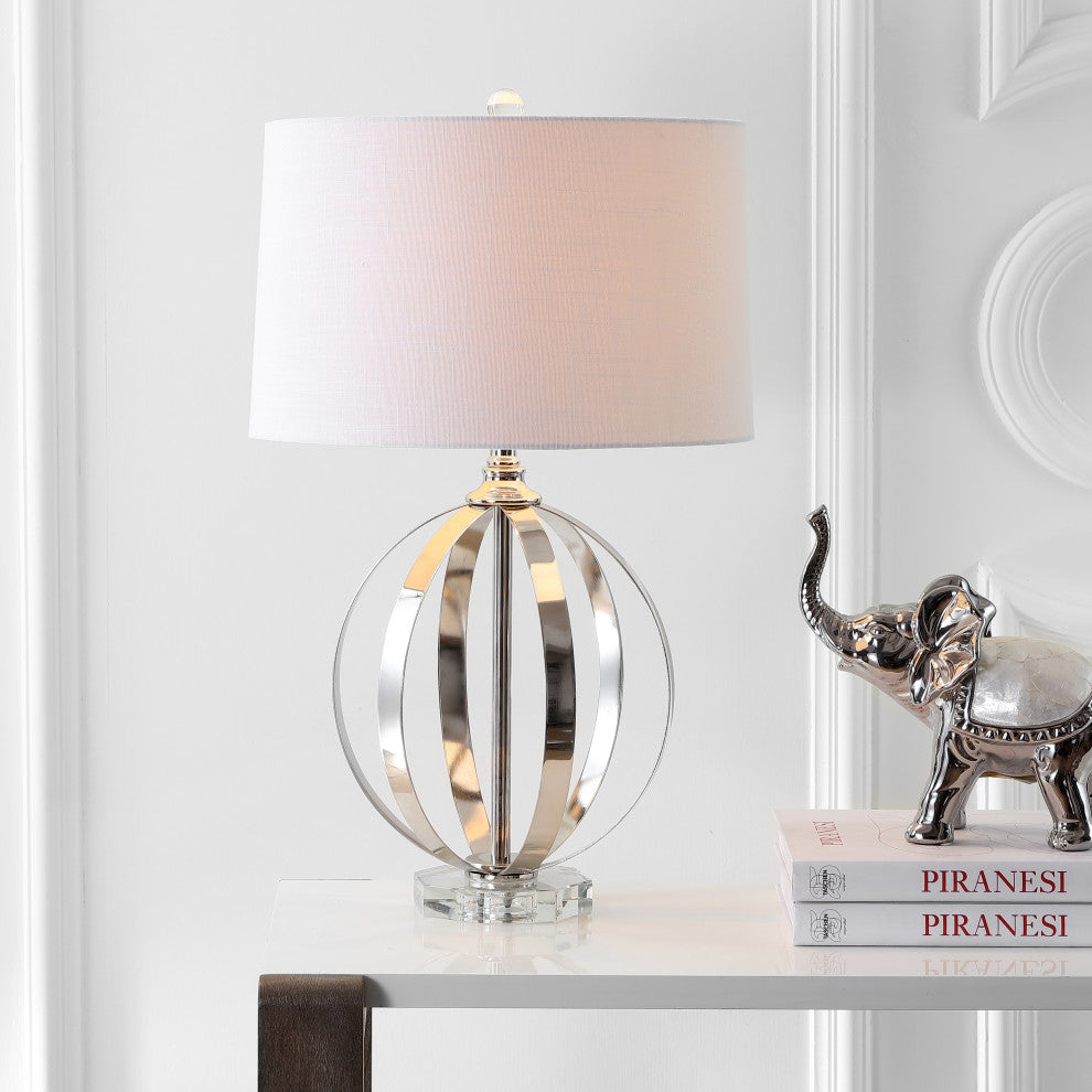 Logan 26" Metal Orb Table Lamp, Polished Nickel