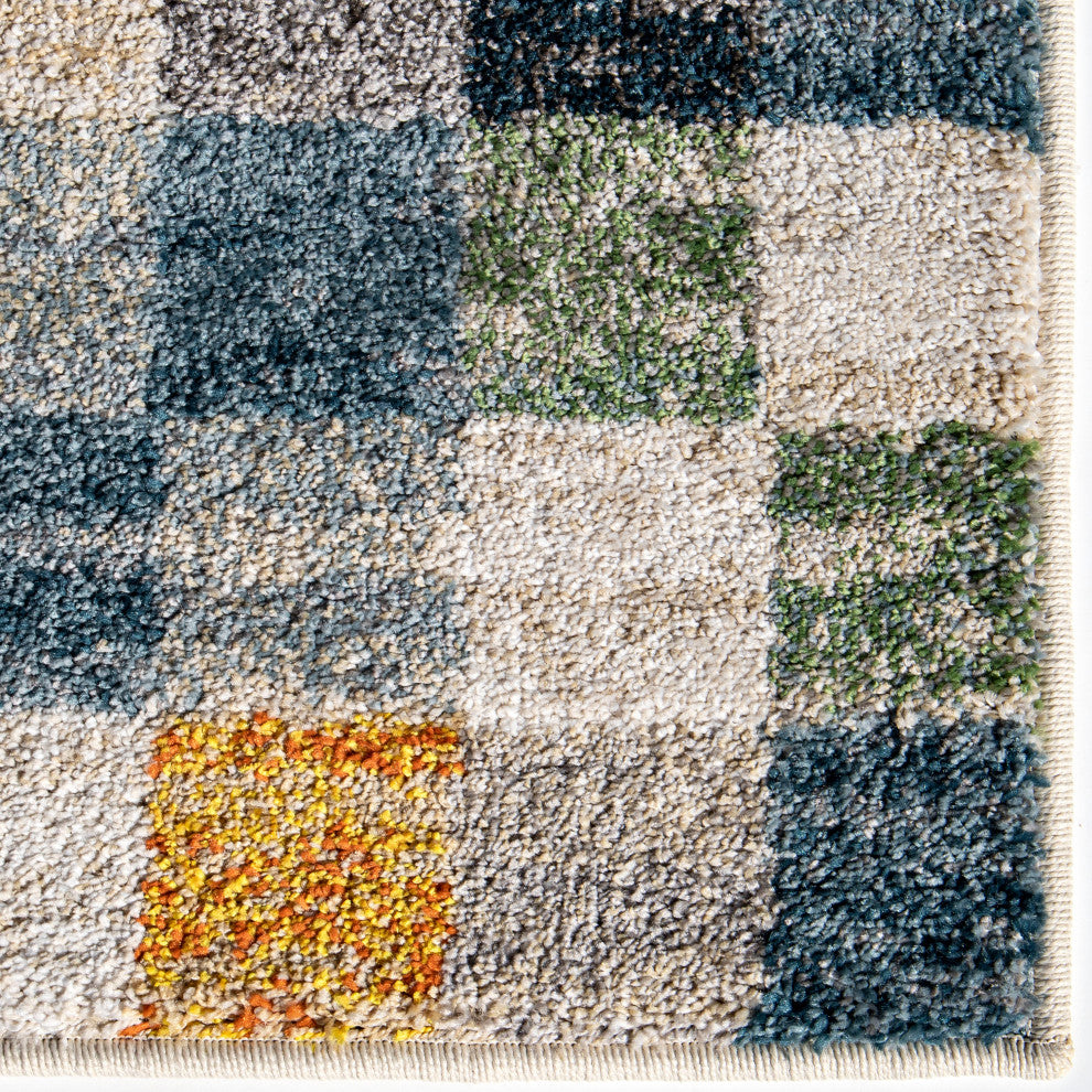 Orian Gemstone Modern Quilt Multi Beige Area Rug 7'10" x 10'10"