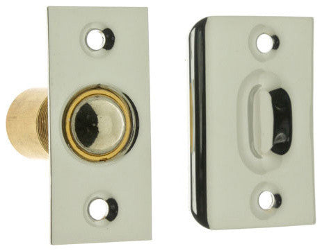 Genuine Solid Brass Wide Square Roller Ball Catch, Bright Nickel