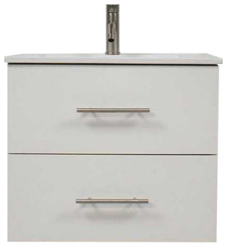 Napa 30" Modern Floating Bathroom Vanity With Ceramic Top and Round Handles, White