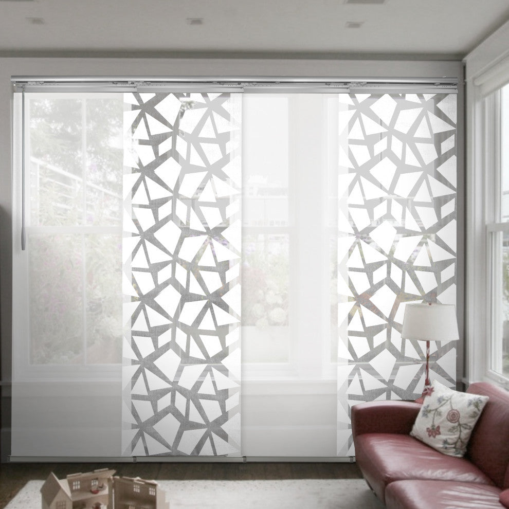 Scattered-Navajo White 4-Panel Track Extendable Vertical Blinds 94"Hx48-88"W