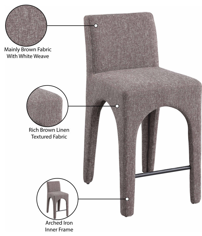 Gramercy Linen Textured Fabric Stool, Brown