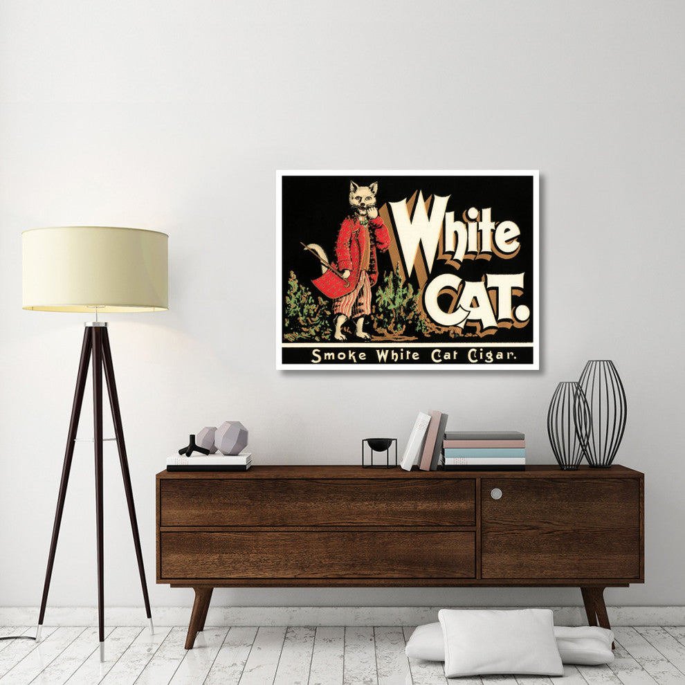 "White Cat Brand Cigars" Digital Paper Print by Vintage Booze Labels, 46"x35"