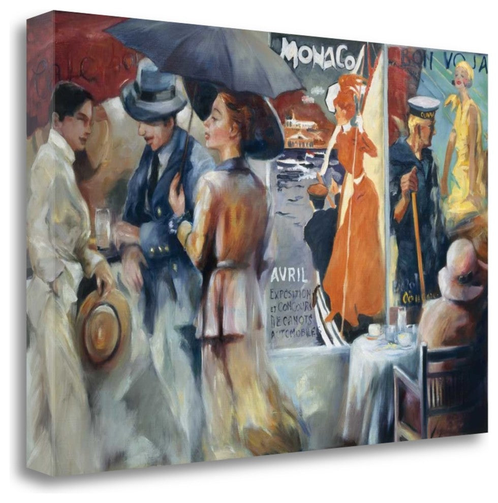 "Cafe Bon Voyage" By Maria Zielinska, Giclee Print on Gallery Wrap Canvas