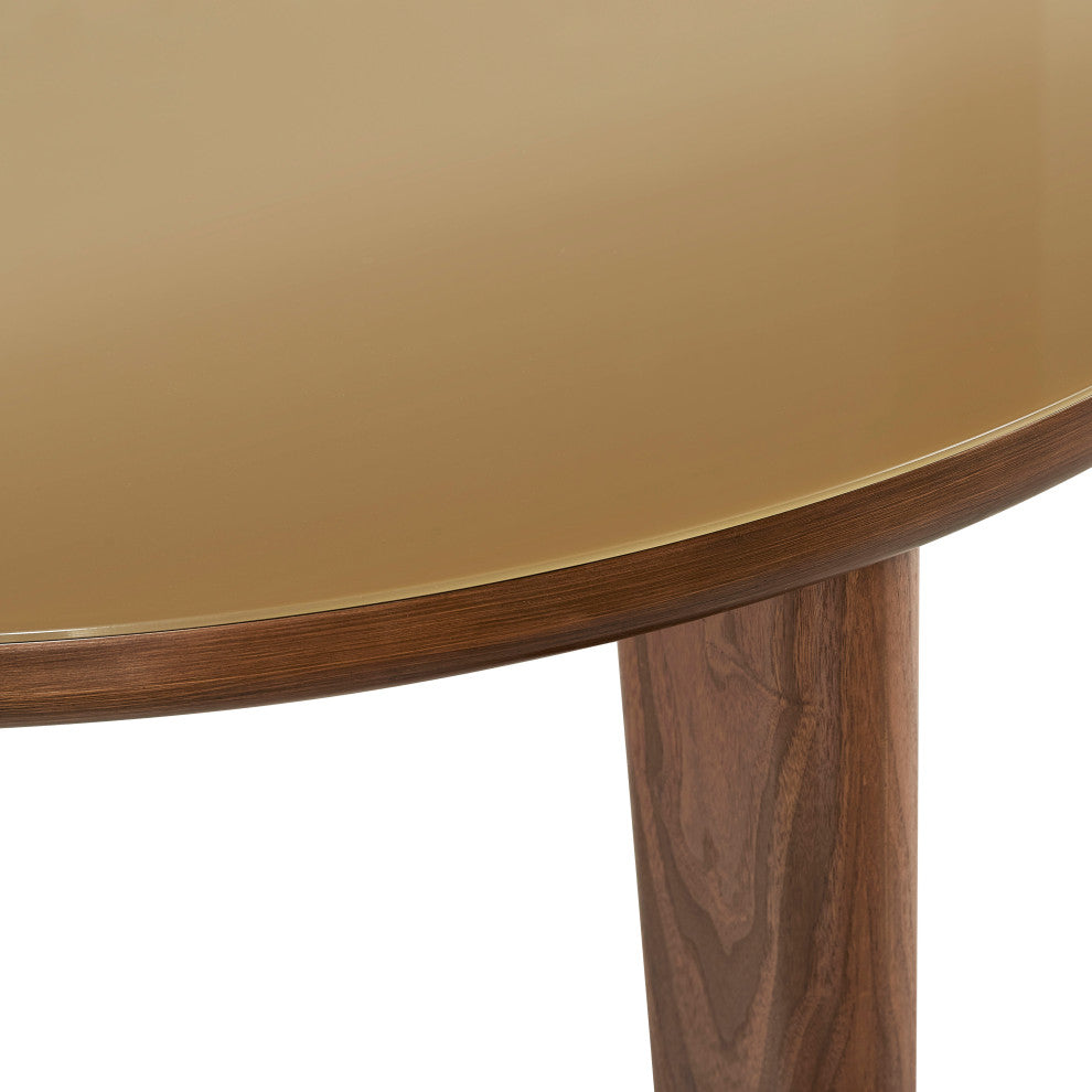 Oani Walnut and Glass Dining Table, Round