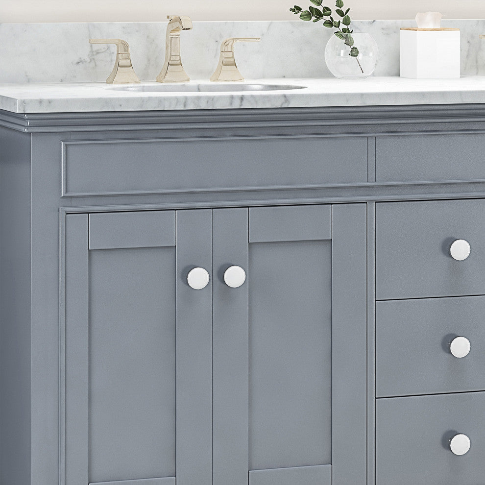 Gina Contemporary 60" Wood Bathroom Vanity, Counter Top Not Included, Gray