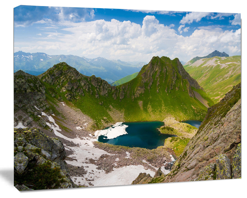 Mountain Lake View on Bright Day, Large Landscape Canvas Art, 60"x28"
