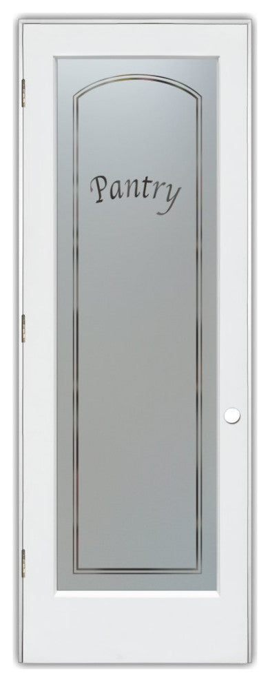 Pantry Door - Classic Arched - Primed - 30" x 96" - Knob on Right - Pull Open