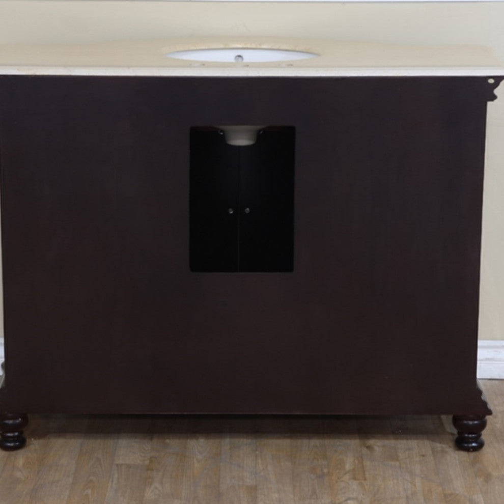 48" Single Sink Vanity-Wood-Dark Mahogany-Creama Marfil