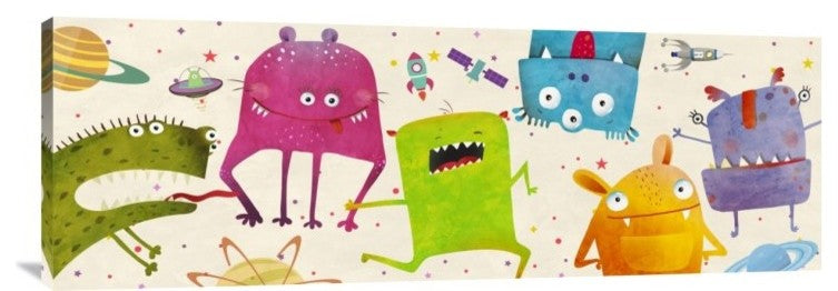 "Alien Friends" Stretched Canvas Giclee by Skip Teller, 36x12"