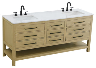 Home Living 72" Double Bathroom Vanity, Honey Brown