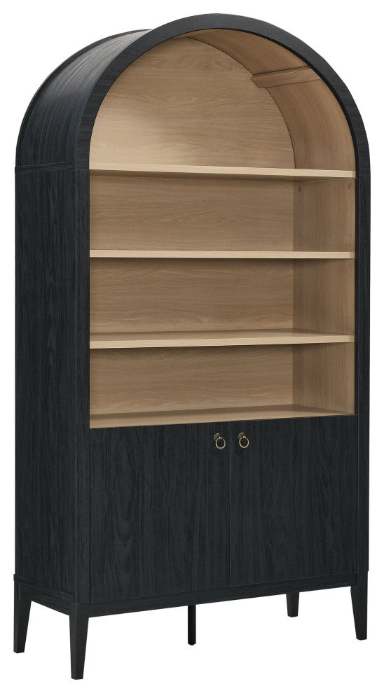 Nolan 74" Tall Wide Arched Storage Display Cabinet Bookshelf
