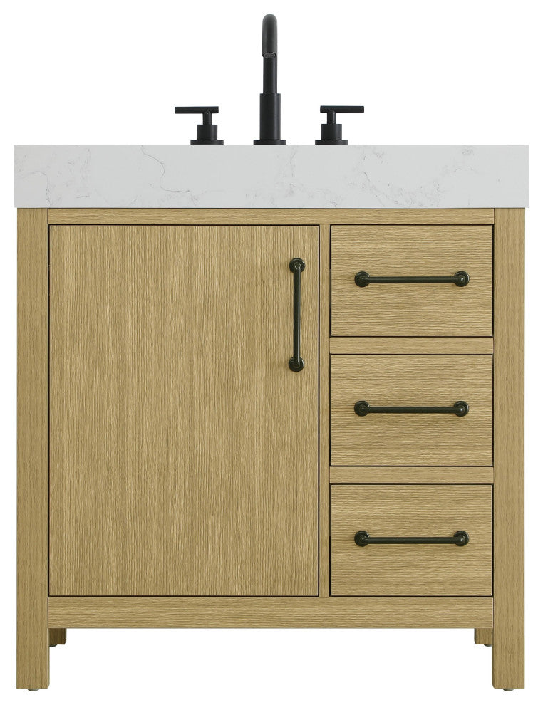 Home Living 32" Single Bathroom Vanity, Honey Brown