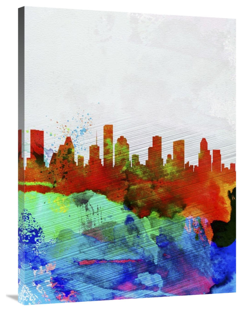 "Houston Watercolor Skyline" Fine Art Print