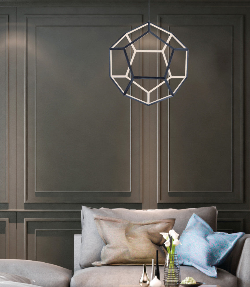 ET2 E25104 Penta 22"W LED Globe Chandelier - Black