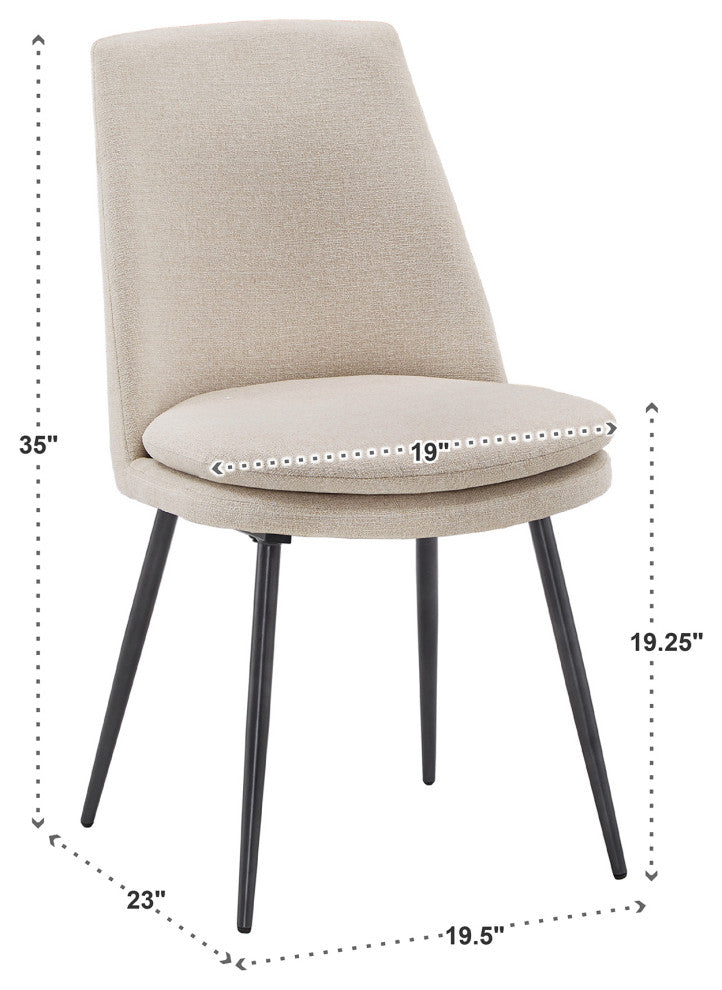 Rashmi Upholstered Dining Chairs (Set of 2) - Beige Chenille, Black Legs