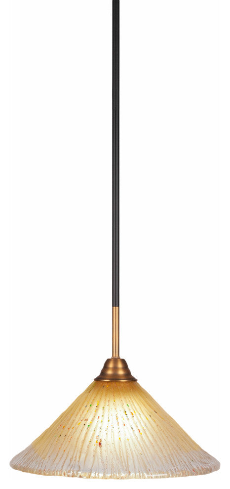 Paramount 1-Light Mini Pendant, Matte Black & Brass, 12" Amber Crystal Glass