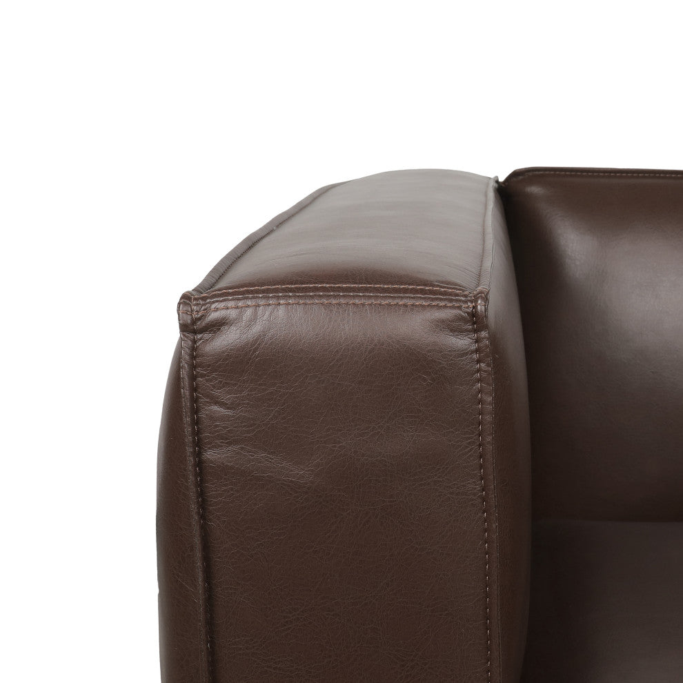 Minkler Contemporary Faux Leather Upholstered Club Chair, Dark Brown
