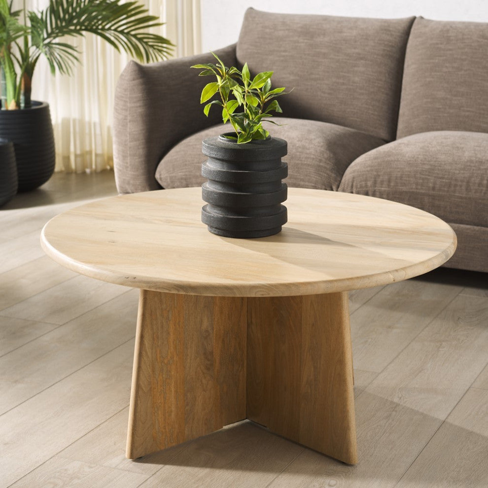 Safavieh Couture Madilynn Round Wood Coffee Table, Natural