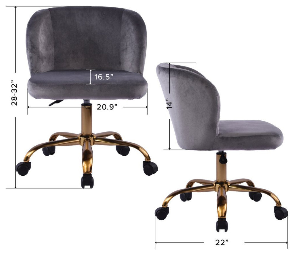 Rylee Swivel Vanity Chair with 360 Degree Rotation, Dark Grey