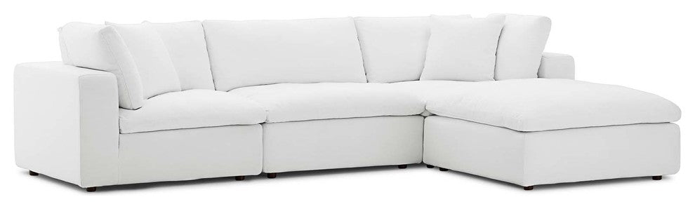 Commix Down Filled Overstuffed 4 Piece Sectional Sofa Set, White