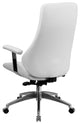 High Back White Leather Executive Swivel Chair With Arms