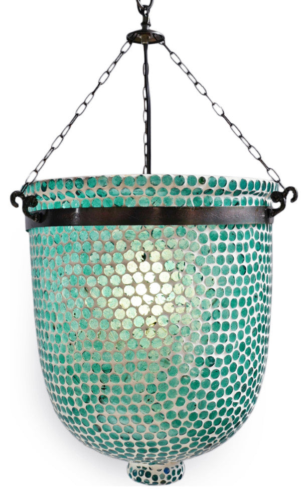 Blue Mosaic Bucket Pendant, Medium
