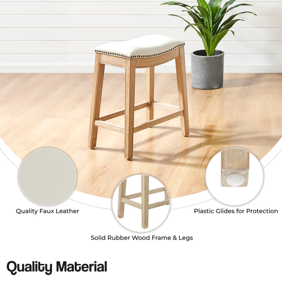 Elmo KD Counter Stool, Borneo Bone, Faux Leather