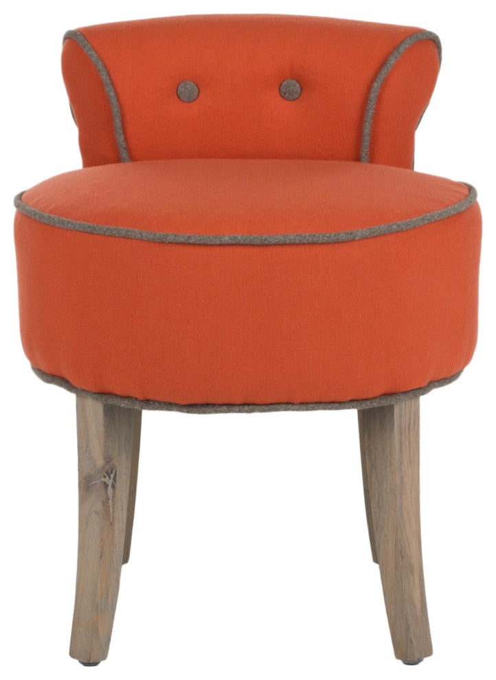 Safavieh Georgia Vanity Stool, Burnt Orange/Distressed Gray/Without Nail Head