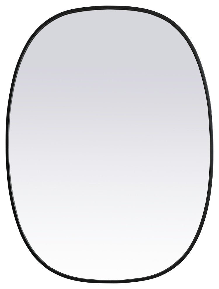 Metal Frame Oval Mirror 30X40 Inch, Black