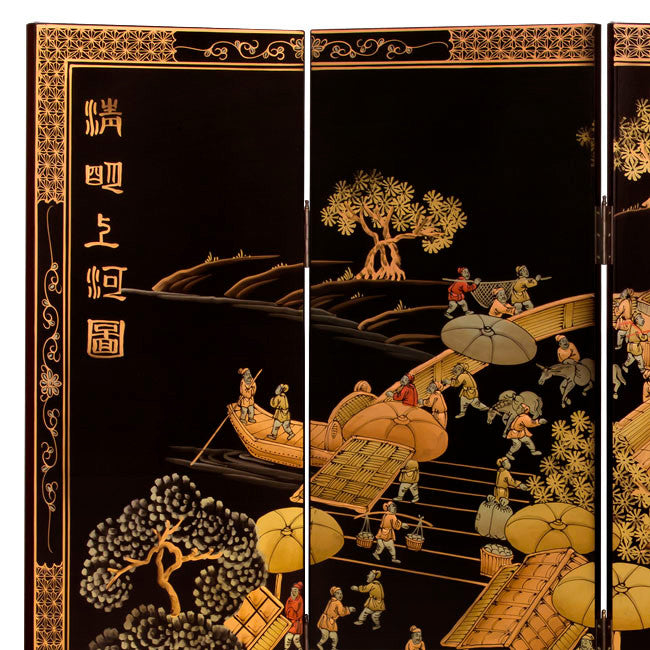 Hand-Painted Chinoiserie Floor Screen