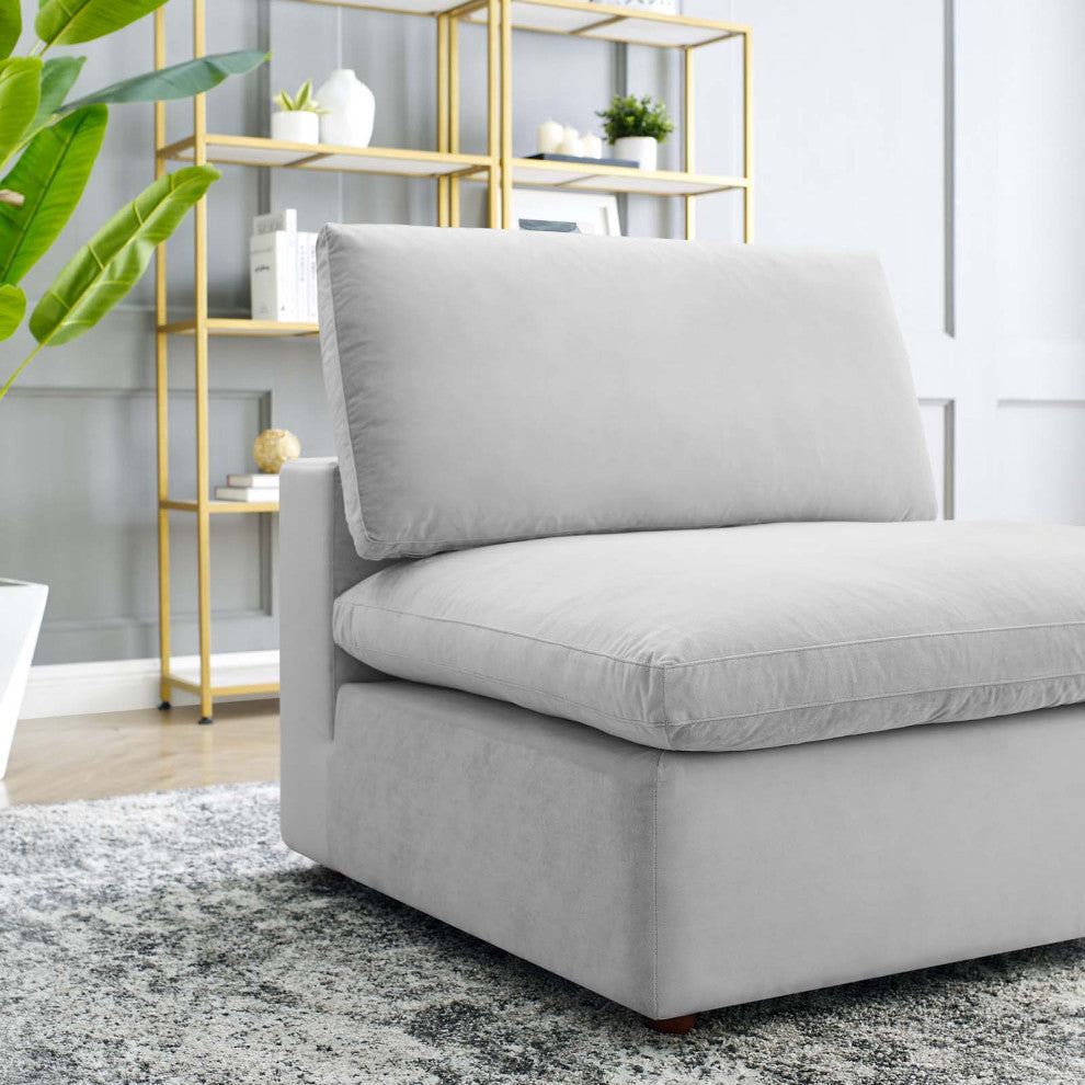 Sofa Middle Chair, Velvet, Gray, Modern, Living Lounge Hotel Hospitality